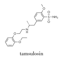 Tamsulosin benign prostatic hyperplasia (BPH) drug molecule. Skeletal formula.