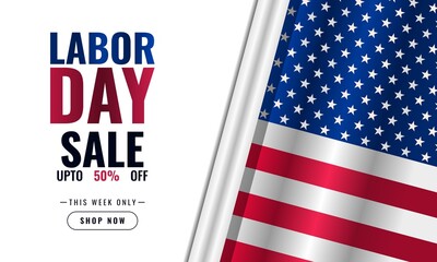 Labor Day USA background sales promotion advertising banner template with american flag design