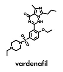 Vardenafil erectile dysfunction drug molecule. Skeletal formula.