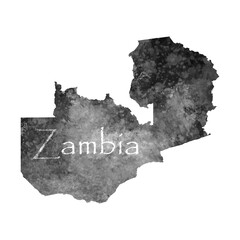 Old abstract grunge map of Zambia with ancient map and letters on white background. Vector EPS 10.