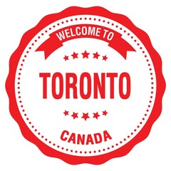 WELCOME TO TORONTO - CANADA, words written on red stamp