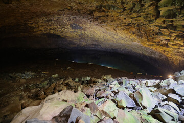 View from inside the volcano in Furna Do Enxofre, Graciosa island, Azores