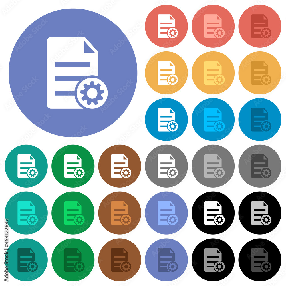 Poster document settings round flat multi colored icons