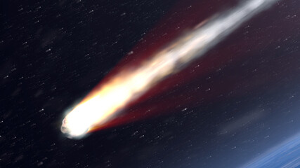 Blazing Asteroid Meteor Burning over Earth atmosphere, Realistic vision
Meteor Disintegrate  while...