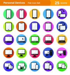 25 Personal Device Flat Icon Set