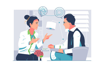 Practicing lady psychologist consulting patient