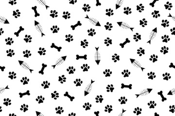 Cat's feet print ethnic geometric pattern design for background, wallpaper, clothing, wrapping, batik, fabric and sarong. Vector illustration style.