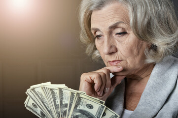 Close up portrait of elderly woman with