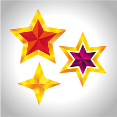 Obraz premium Shiny Gold Star. Christmas Illustration for design on white background