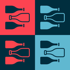 Pop art Bottles of wine icon isolated on color background. Vector