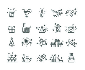 Party and Celebrate Icons set,Editable Stroke,Vector Line