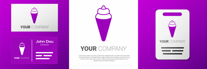 Logotype Ice cream in waffle cone icon isolated on white background. Sweet symbol. Logo design template element. Vector