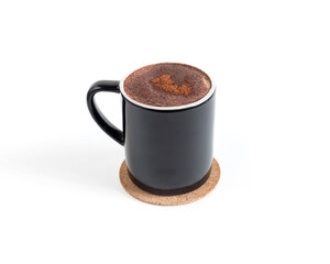 Cup of hot chocolate isolated on a white background . 