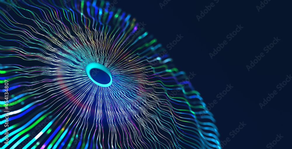Poster Abstract stream information, array and digital code. Filtering machine algorithms. Sorting data. Big data visualization. Information analytics concept 3D illustration