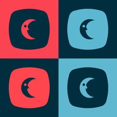 Pop art Moon and stars icon isolated on color background. Cloudy night sign. Sleep dreams symbol. Full moon. Night or bed time sign. Vector