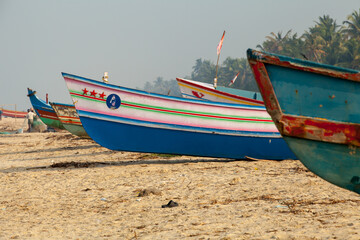 Fototapeta premium fishing boats on the beach