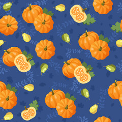 Vector seamless pumpkin pattern.