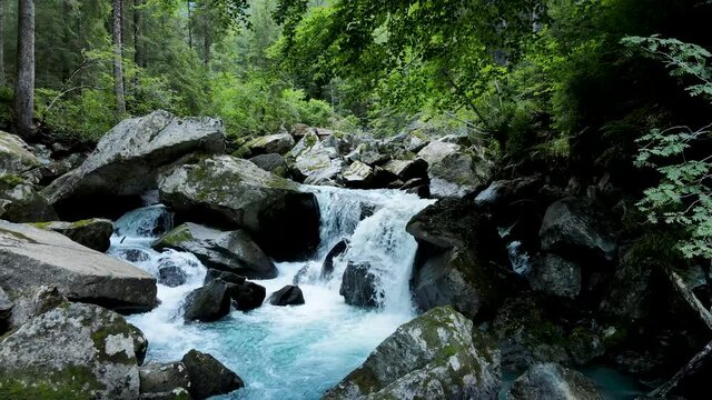 Aerial Drone - Natural and Relaxing Landscape on the waterfalls of Amola