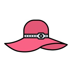 Vector Ladies Hat Filled Outline Icon Design