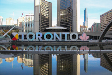 downtown city skyline reflection