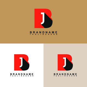 BJ letter logo vector design with three colors