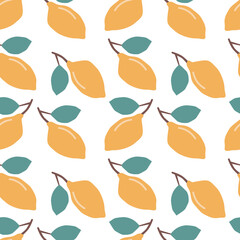 Seamless pattern with fresh lemons. Colorful bright background . Citrus fruits print. isolated on whote background vector illustration.