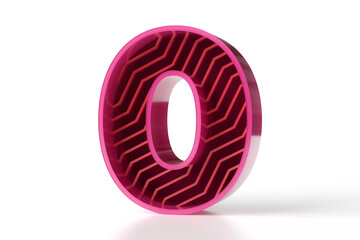 3D typeface great for design projects with modern style. Number 0 made of pink and dark red glossy tones. High resolution 3D rendering.