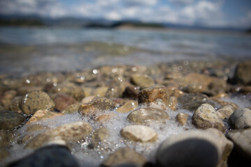 Water foaming from washing ashore
