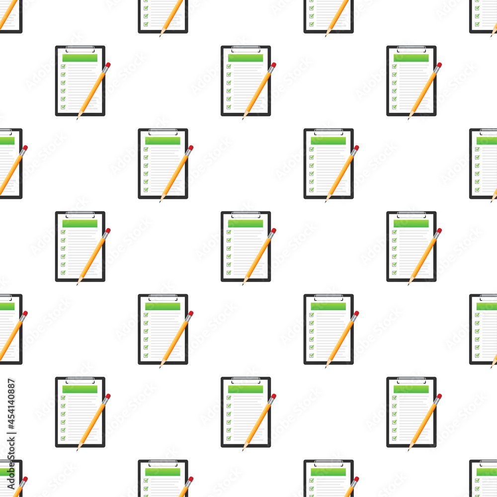 Poster clipboard with checklist pattern. vector stock illustration.