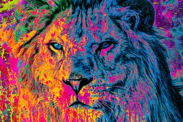 Zelfklevend Fotobehang leeuwenkop close-up © reznik_val