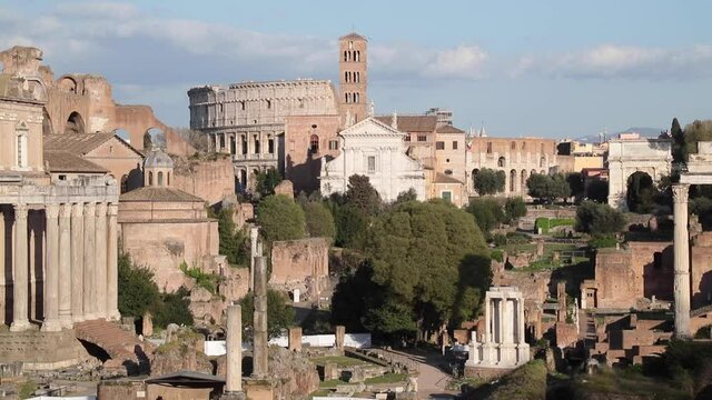 Rome, Italy. amazing view of Fori imperiali, during red zone for corna virus pandemic