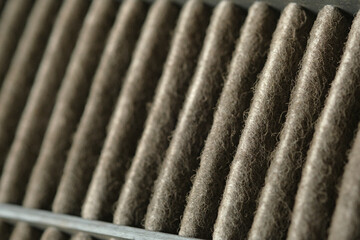 close up of dirty air filter of engine cars