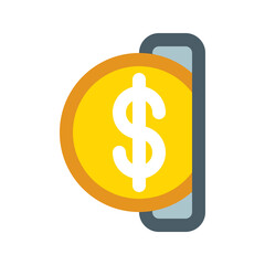 Illustration vector graphic icon of Insert Coin. Filled Line Style Icon. Vector illustration isolated on white background. Perfect for website or application design.