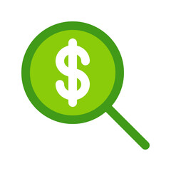 Illustration vector graphic icon of Money Analysis. Filled Line Style Icon. Vector illustration isolated on white background. Perfect for website or application design.