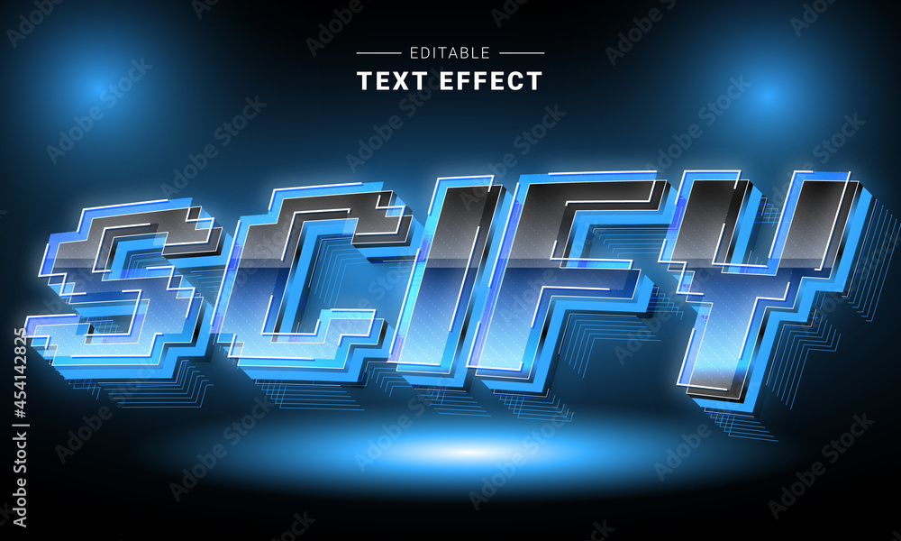 Fototapete editable text style effect - techno sci-fi text style theme.