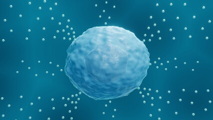 Mast cell releasing histamine, Immune system cell 3d illustration
