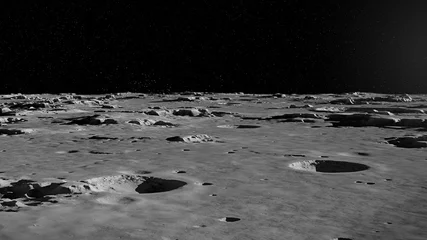 Fototapeten Moon surface, lunar landscape with impact crater  © dottedyeti