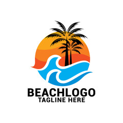 Fototapeta na wymiar Vector beach logo design template.