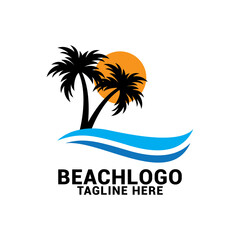 Fototapeta na wymiar Vector beach logo design template.