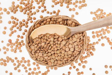 Very Healthy Food; Raw Brown Lentils Heap