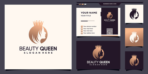 Fototapeta na wymiar Beauty queen logo with creative concept and business card design Premium Vector