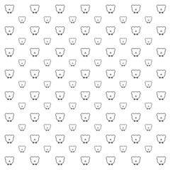Fototapeta na wymiar Bear head pattern placed alternately on white background, modern minimalist style.