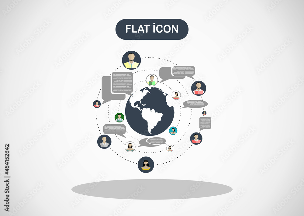 Poster social network vector concept. flat design illustration for web sites infographic design. communicat