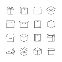 box icons set. box pack symbol vector elements for infographic web