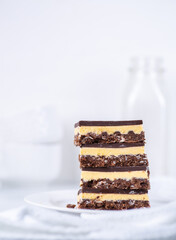A stack of Nanaimo squares - a traditional Canadian dessert