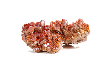 Macro mineral stone Vanadinite on a white background