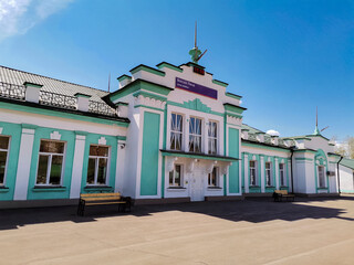 Building of the Lena station and railway station in the city of Ust-Kut