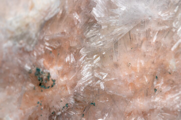 Fototapeta premium Macro mineral Scolecite stone on a black background