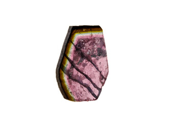Macro mineral tourmaline stone on white background