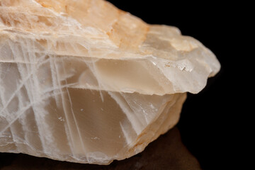 Macro mineral stone Moonstone a black background